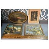 4 Vintage Framed Prints