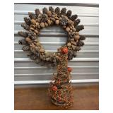 Halloween grapevine tree & Pinecone wreath