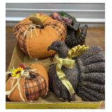 Fall Decor. Turkeys pumpkins & cornucopia.