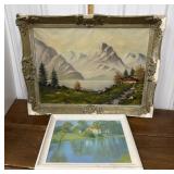 Paintings- mountains, water *damage to frames