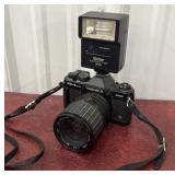 Yashica camera and Vivitar flash