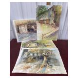 4 Eileen Correll watercolors from her private