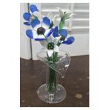Art glass flowers in Jack in the pulpit vase