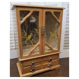 1970s jewelry music chest W/painted birds &