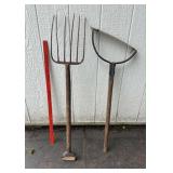 Vintage Grass Whip / Sling Blade  & Pitch Fork