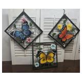 3 tin butterfly 3D wall plaques