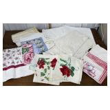 Tablecloths, napkins- assorted size *some stains