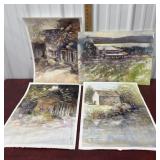 4 Eileen Correll watercolors from her private