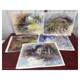 5 Eileen Corrwell watercolors from her private