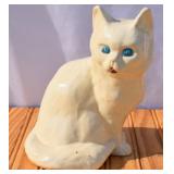Vintage Blue-Eyed Cat Statue