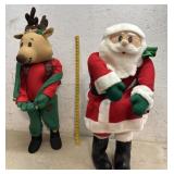 Large Santa & Reindeer Holiday Decoration