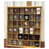 Shot glass display and glasses
