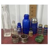 Glass bottles, shakers and napkin rings