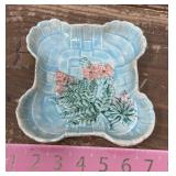 English Majolica turquoise basketweave plate