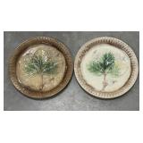 2 Majolica pottery plates- 3 leaf