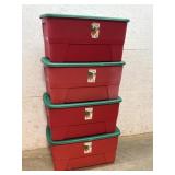 4 Heavy Duty Storage Totes (red) 33 Gallon