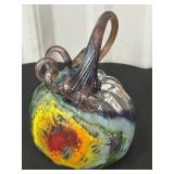 Hand Blown Art Glass Pumpkin- Muti-Colored