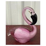 Art Glass Pink Flamingo Paperweight