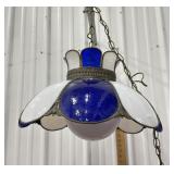Vintage Slag glass Swag Hanging Lamp