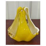 Murano Stretched Glass Basket Vase
