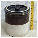 Brown & White Crock w/ lid