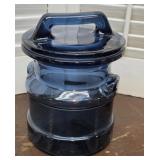 Cobalt blue glass milk can canister