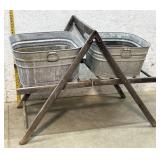 Tub Stand w/ Galvanized Tubs