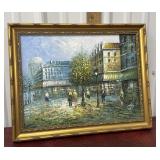 Painting on canvas gold gilded frame