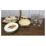 Blue Ridge, Franciscan Pottery, hand painted wine