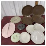 Russel wright plates and misc. lids