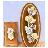 MCM Porcelain Flowers on Velvet Wall Hangings