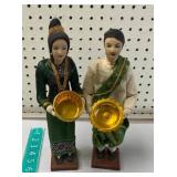 Asian figures on wood