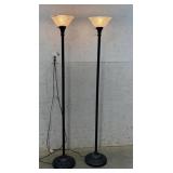 Torchiere Lamps w/ glass shades (2)