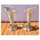 Pair of Iridescent Cornucopia Vases