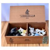 Cigar Box with vintage Ceramic Animals