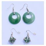 2 pairs of 925 & Jade (?) Earrings