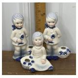 Goebel- 3 children w/ blue flowers