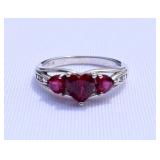 Pink Stone Hearts/925 Ring