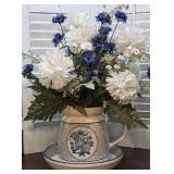 Pretty blue & white Japan pitcher & bowl flower