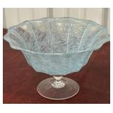 Blue Opalescent ï¿½ice blueï¿½ Glass Footed Compote/
