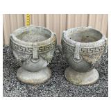 2 Concrete Planters w/ Grapes