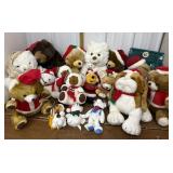 Tote full of Christmas plush animals