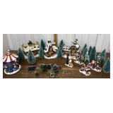 Christmas Village w/ bottle brush trees