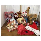 Christmas yard art, books, puzzle, apron, Santa