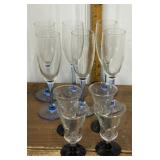 Champagne flutes, cordial glasses