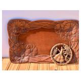 Syroco Wood Large Tray & Small Souvenir Plaque