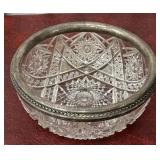 Sterling signed on rim cut glass bowl