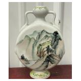 Moon flask vase hand painted double sided