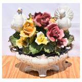 1960's Capodimonte XL Flowers & Doves Centerpiece