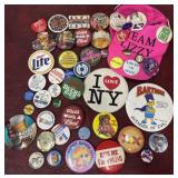 Vintage pins - cartoon and beer, advertising